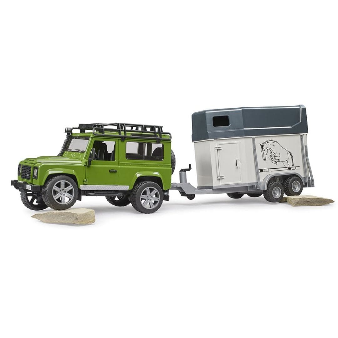 BRUDER Camioneta Land Rover Defender con remolque para caballos BRU02592  Escala 1:16- BRUDER BRU02592