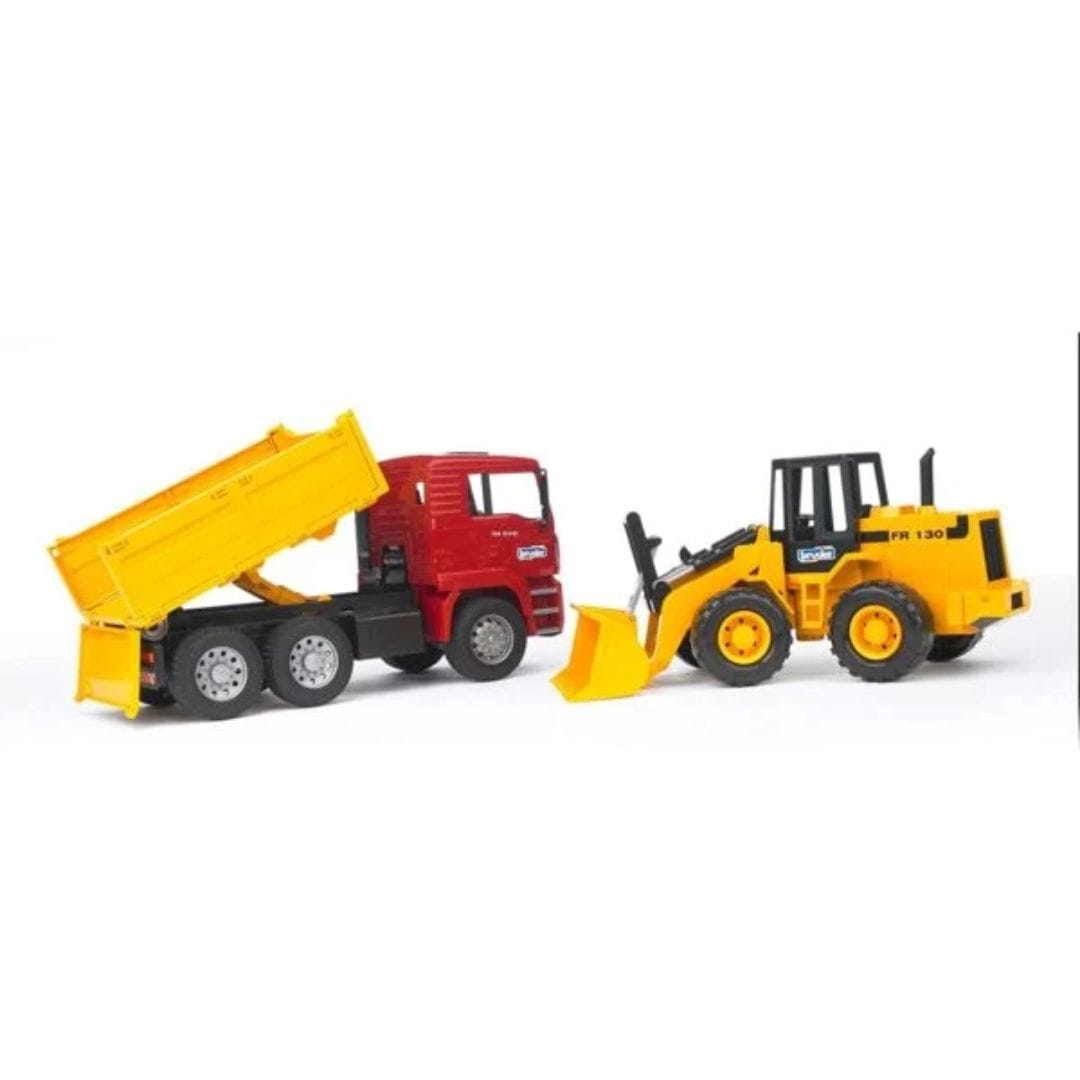 BRUDER Transportes Camión de construcción MAN TGA y cargadora articulada FR 130 02752 - Escala 1:16- BRUDER BRU02752