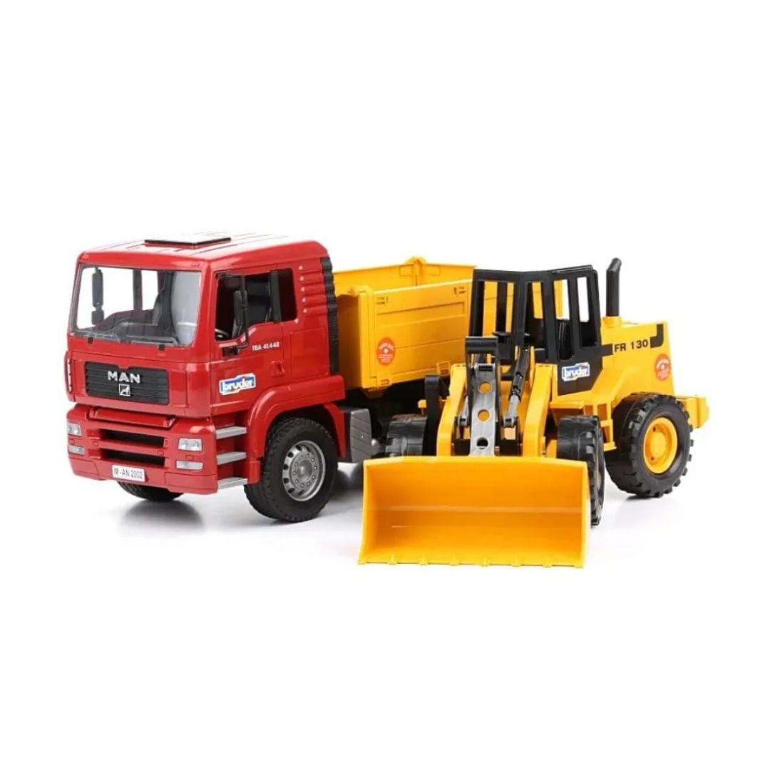 BRUDER Transportes Camión de construcción MAN TGA y cargadora articulada FR 130 02752 - Escala 1:16- BRUDER BRU02752