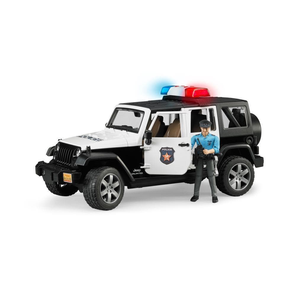 BRUDER Transportes Jeep Wrangler Unlimited Rubicon Police con policía 02526 - Escala 1:16 BRU02526