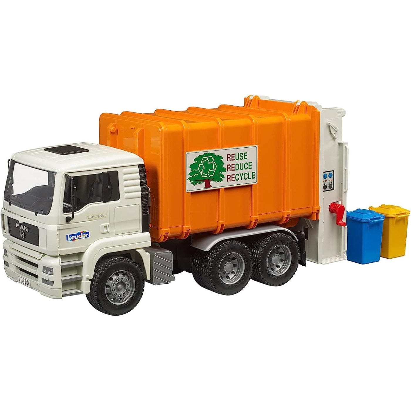 BRUDER Transportes MAN TGA Camión de basura de carga trasera 02772 - Escala 1:16- BRUDER BRU02772