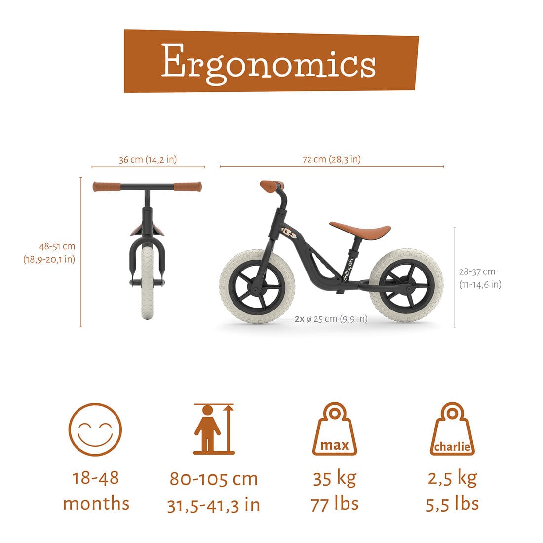 Chillafish Bicis Bicicleta Balanace Charlie 10" Black - Chillafish CPCH01BLA