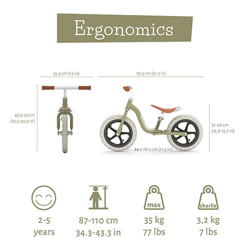 Chillafish Bicis Bicicleta de equilibrio Charlie LUX Bike 12" Olive - Chillafish CPCH05OLI