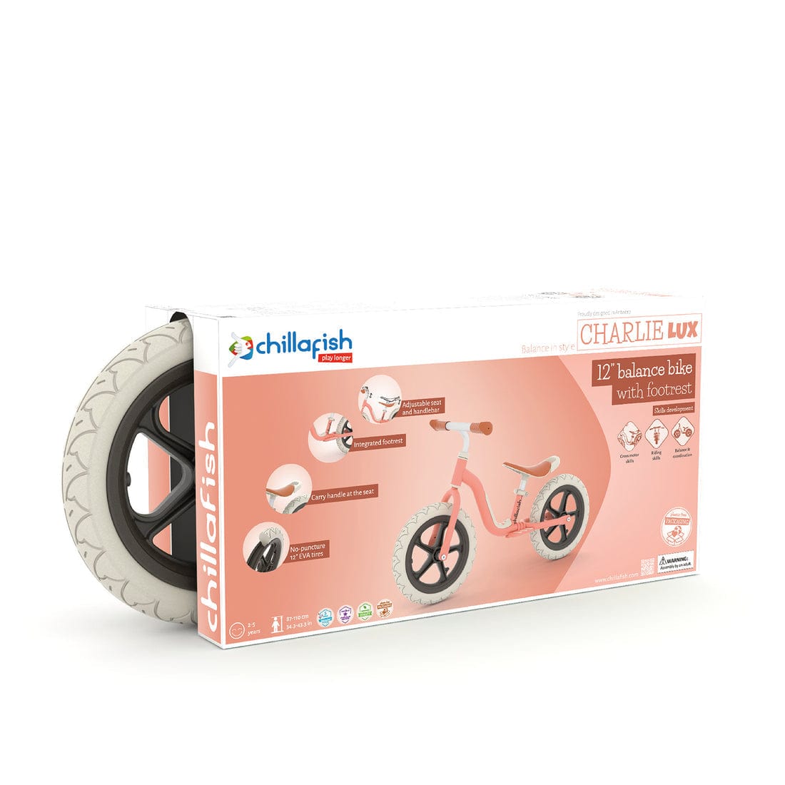 Chillafish Bicis Bicicleta de equilibrio Charlie LUX Bike 12" Salmón - Chillafish CPCH05SAL