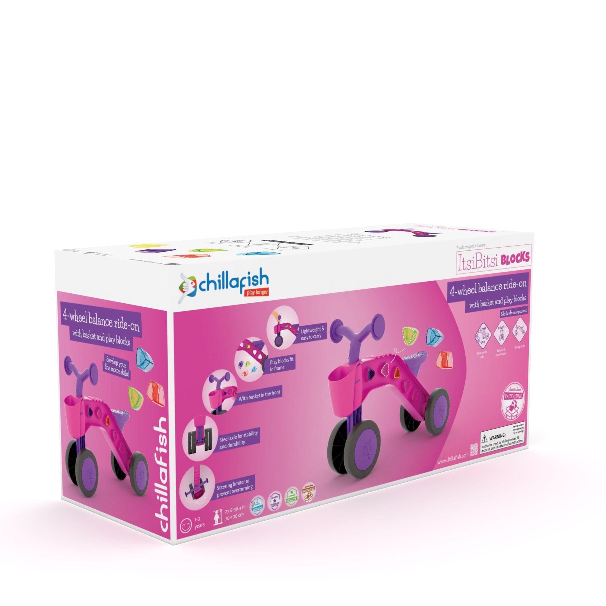 Chillafish Correpasillos Correpasillos ItsiBitsi Blocks ride on with - Fushia - Chillafish CPIB02FUS