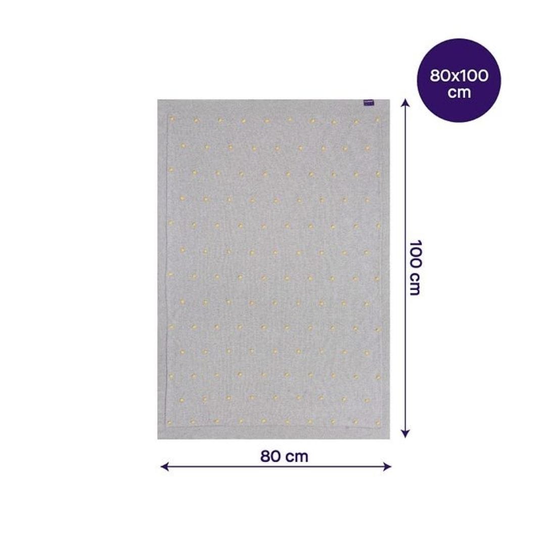 Clevamama Manta Frazada de algodón orgánico con pompones 80x100 cm gris - Clevamama 3493