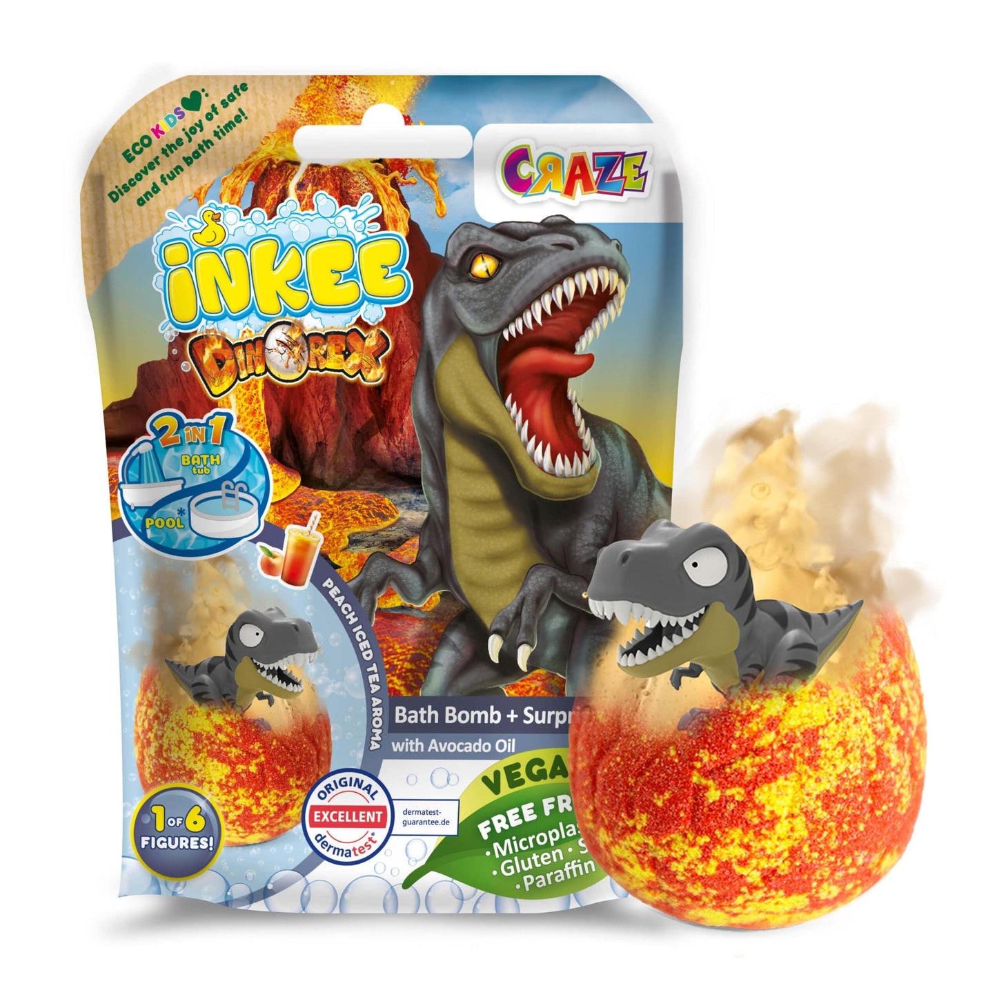CRAZE Juegos para el Baño Bomba de baño sorpresa de dinosaurio - Craze 35597EN
