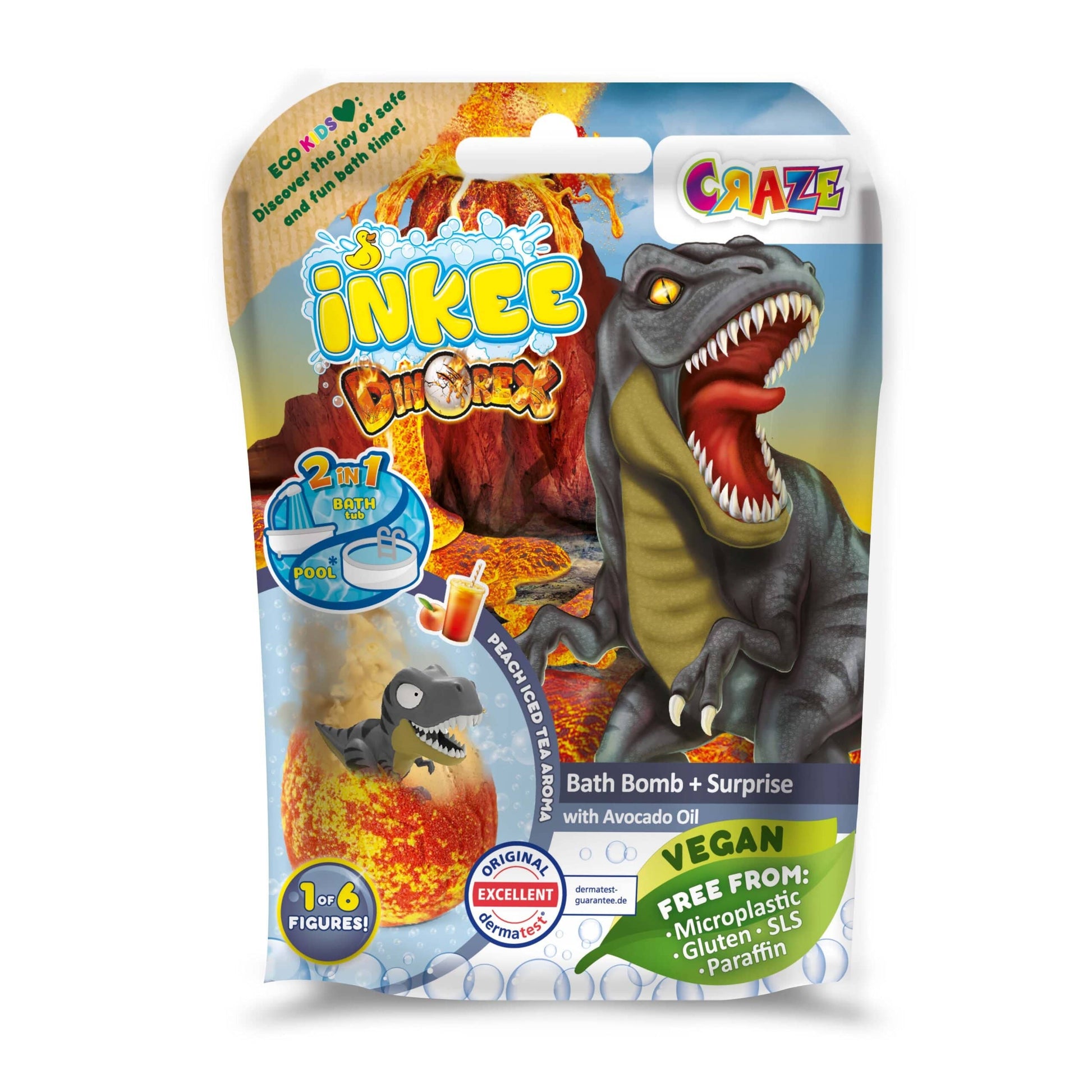 CRAZE Juegos para el Baño Bomba de baño sorpresa de dinosaurio - Craze 35597EN
