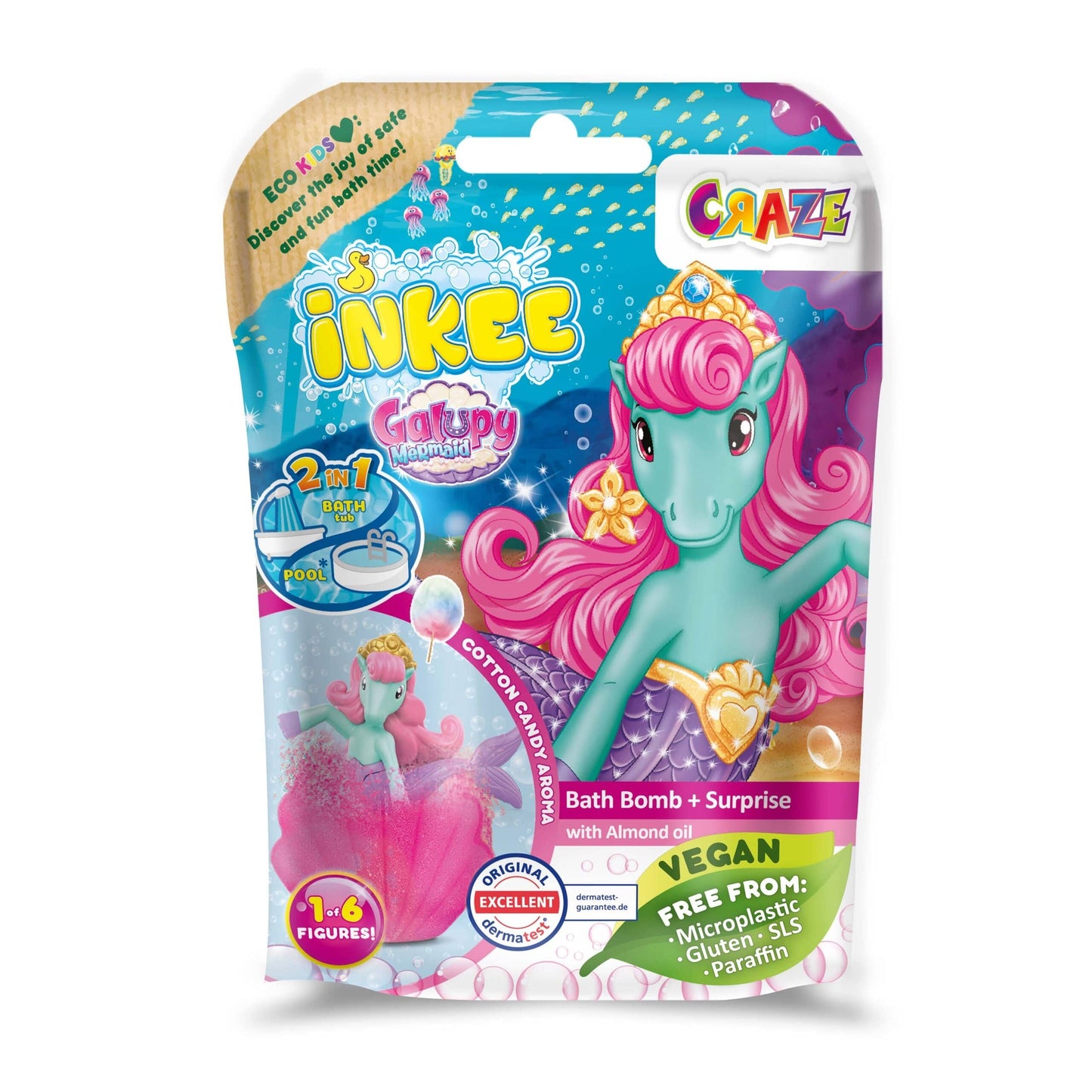 CRAZE Juegos para el Baño Bomba de baño sorpresa Galupy Mermaid - Craze 39854EN