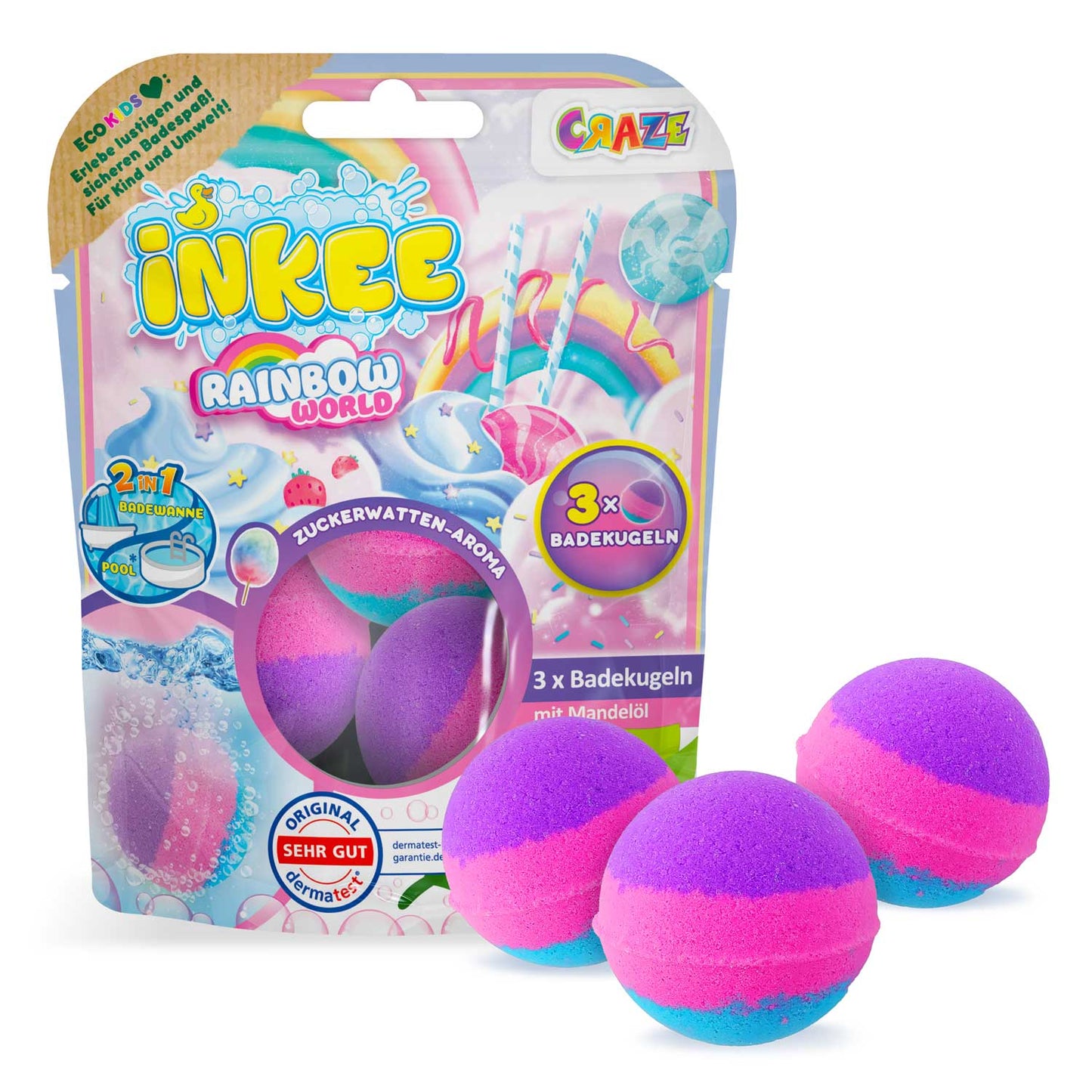 CRAZE Juegos para el Baño Rainbow World 3 bombas de baño - Craze 60698EN