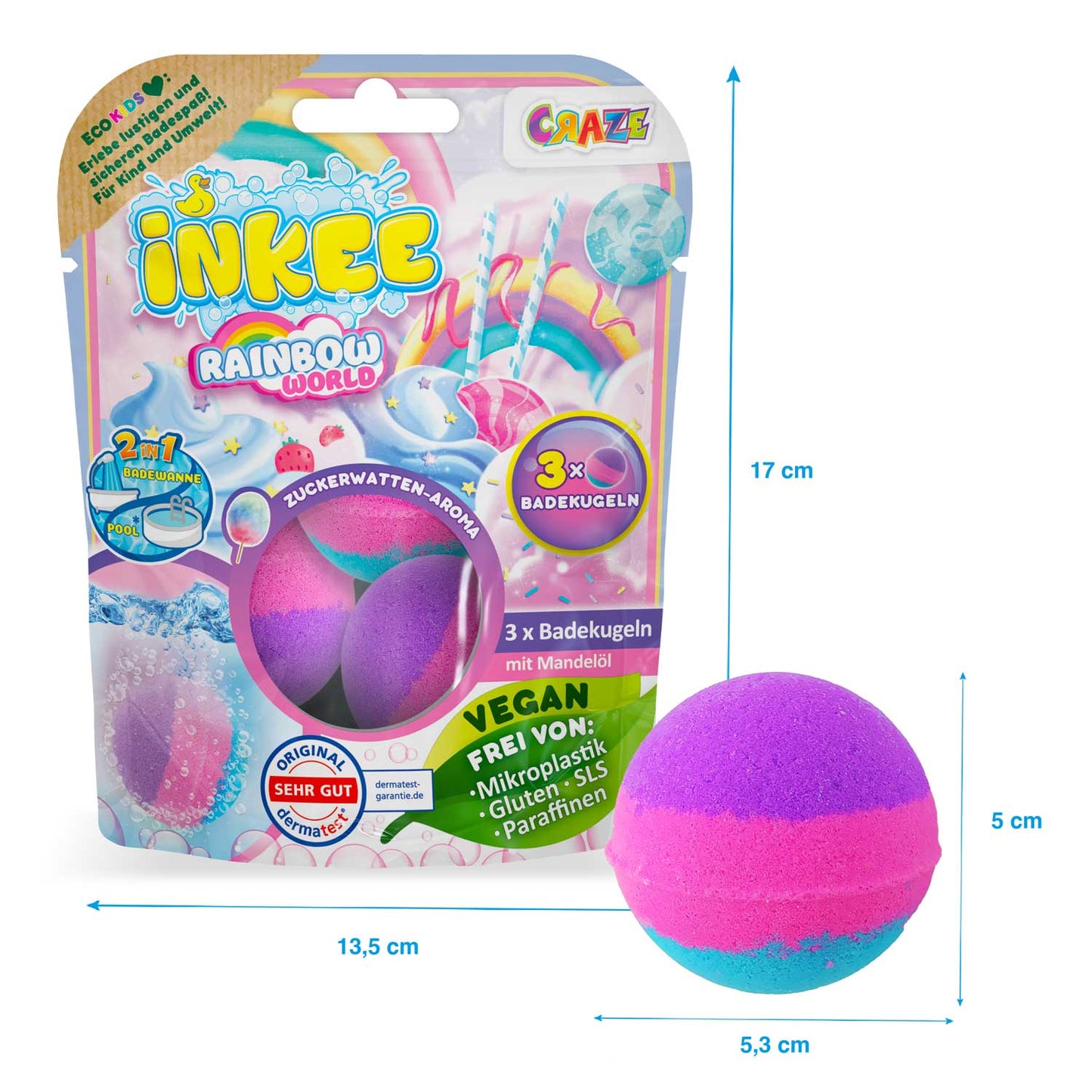 CRAZE Juegos para el Baño Rainbow World 3 bombas de baño - Craze 60698EN
