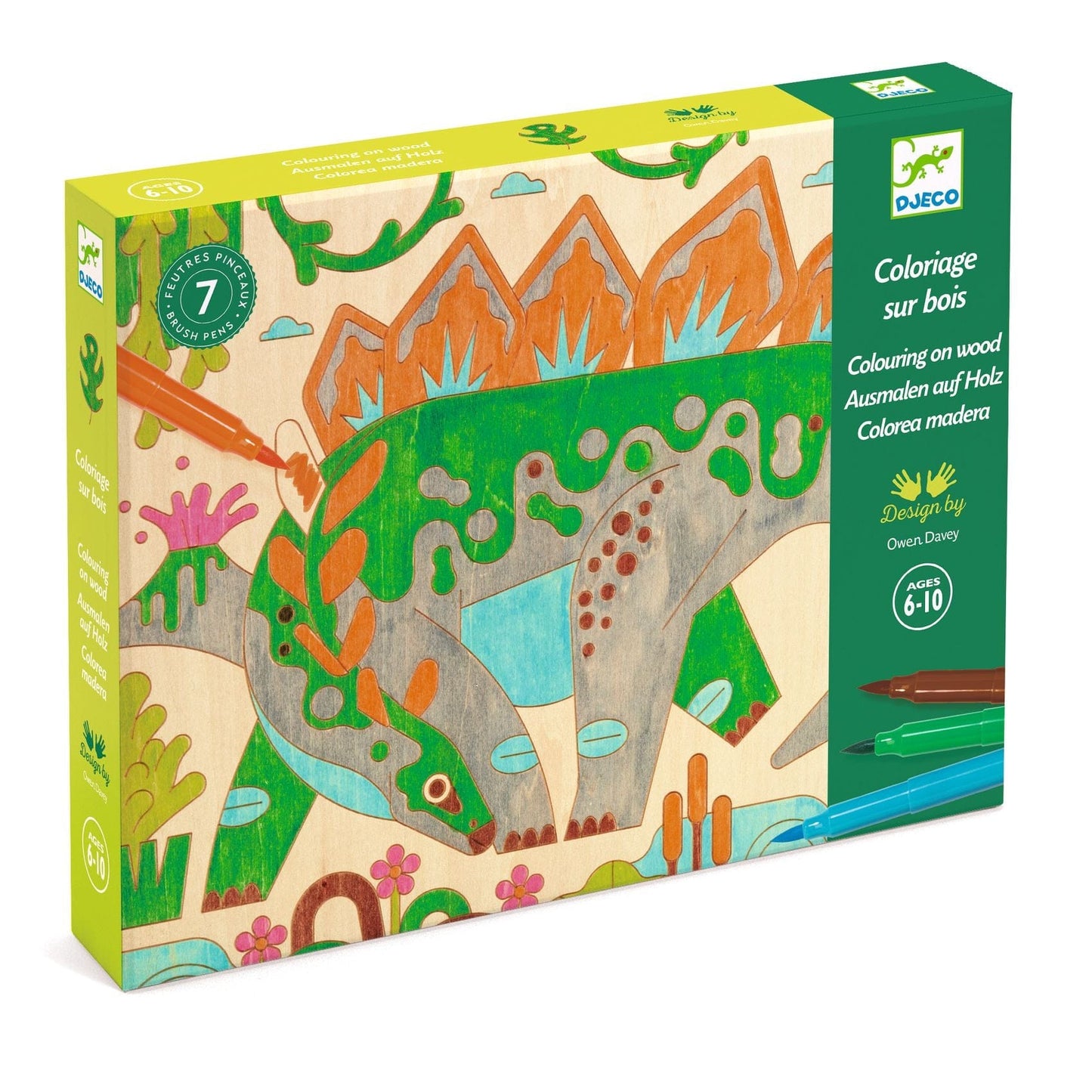 Design By Djeco Arte / Manualidades Set para colorear en madera - Dinosaurio DJ08739
