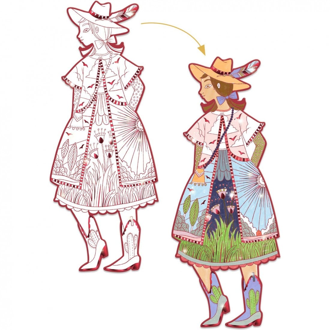 Design By Djeco Arte y Manualidades Dibujo para colorear Las doncellas fiodor y sus amigas