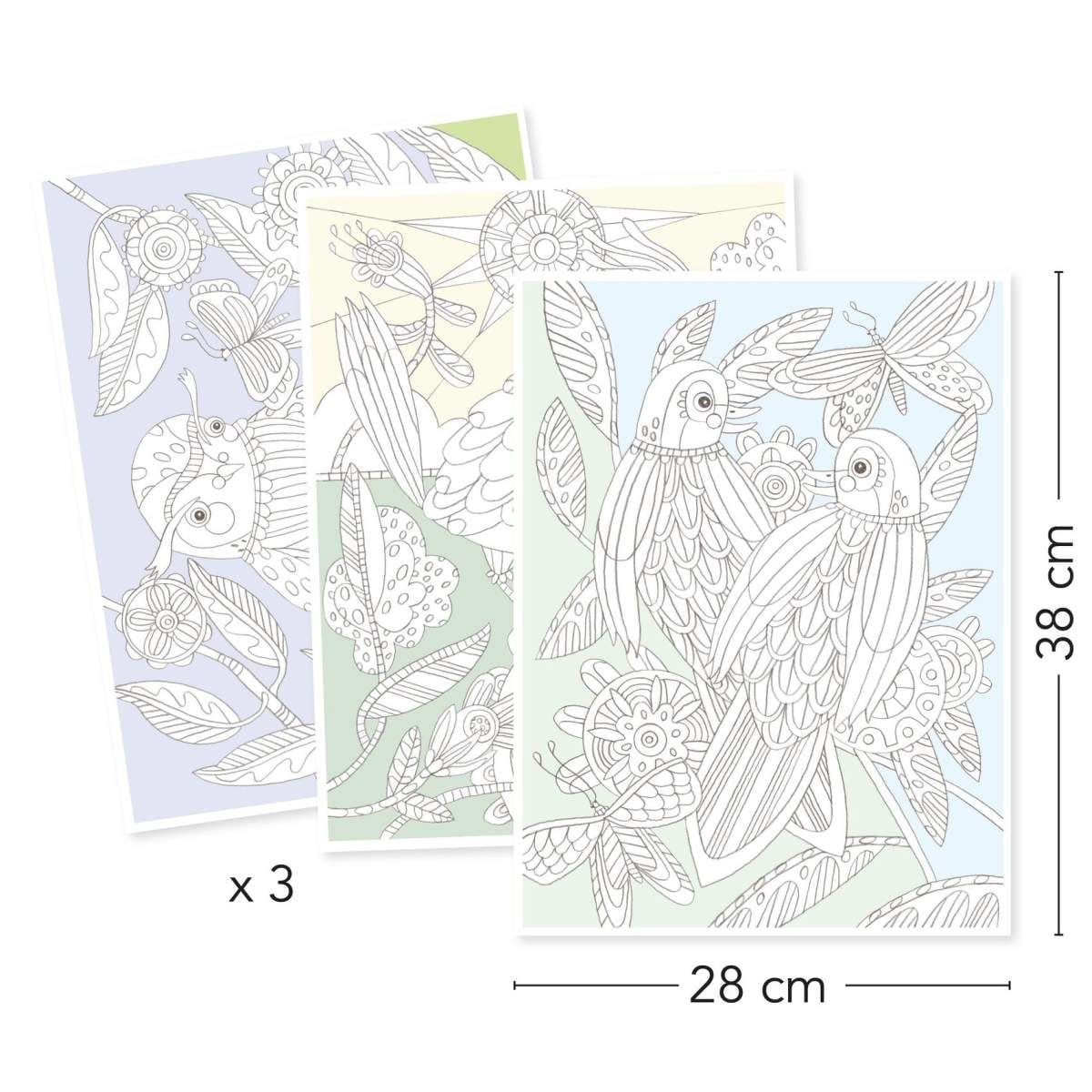 Design By Djeco Arte y Manualidades Dibujos para colorear XL Pajaros