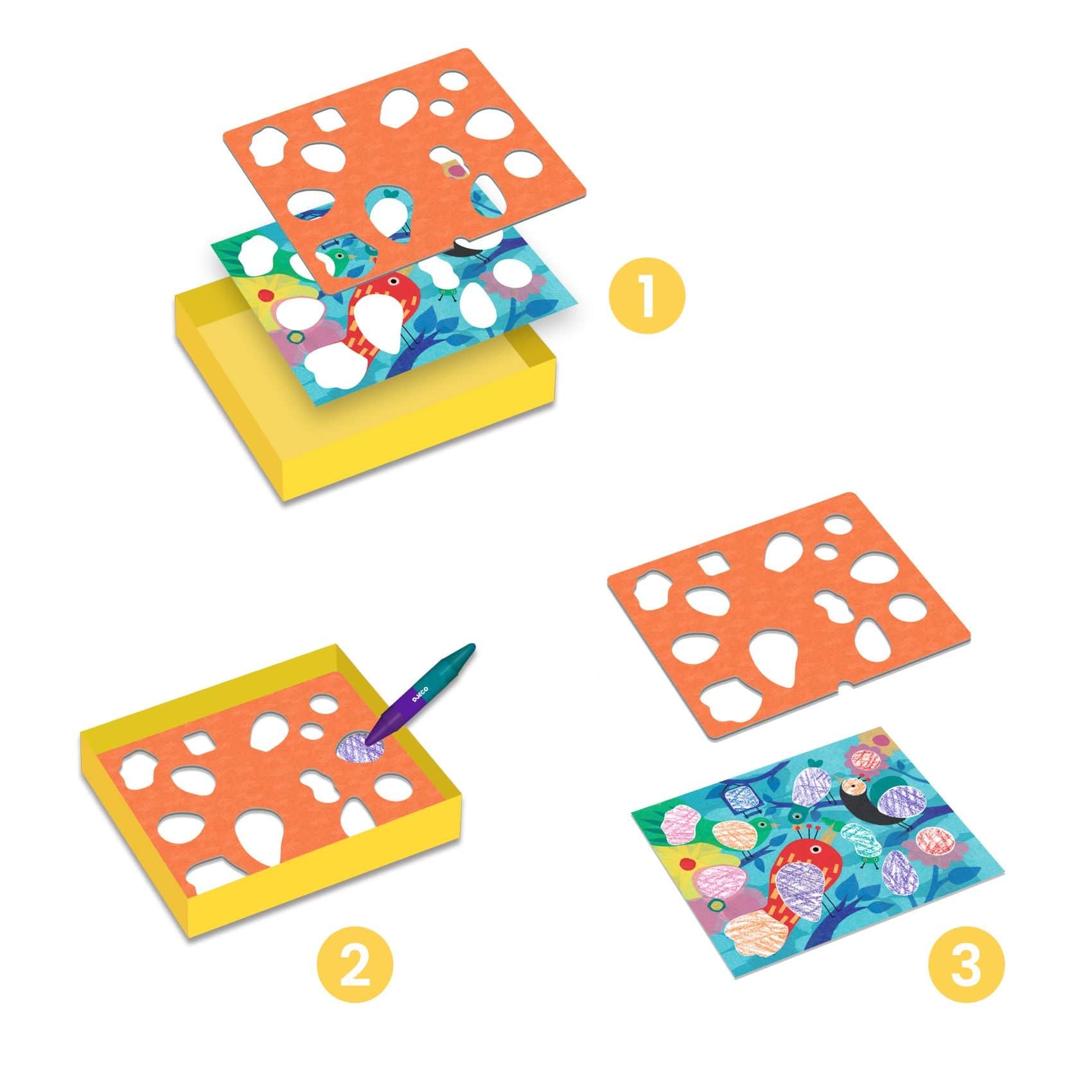 Design By Djeco Arte y Manualidades Plantillas de dibujos Birdie & Co DJ08862