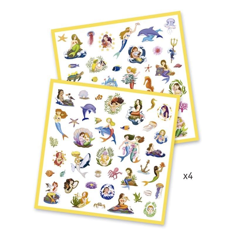 Design By Djeco Arte y Manualidades Set 160 Stickers Sirenas