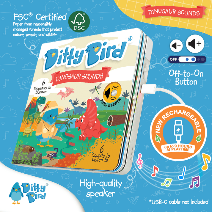 Ditty Bird Libro Musical Libro Interactivo Musical Dinosaur Sounds - Ditty Bird DI015