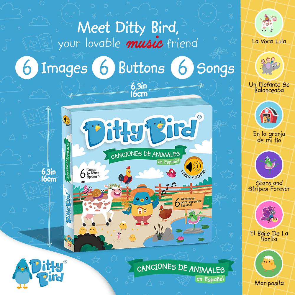 Ditty Bird Libros Libro Interactivo Canciones de Animales en español DI021