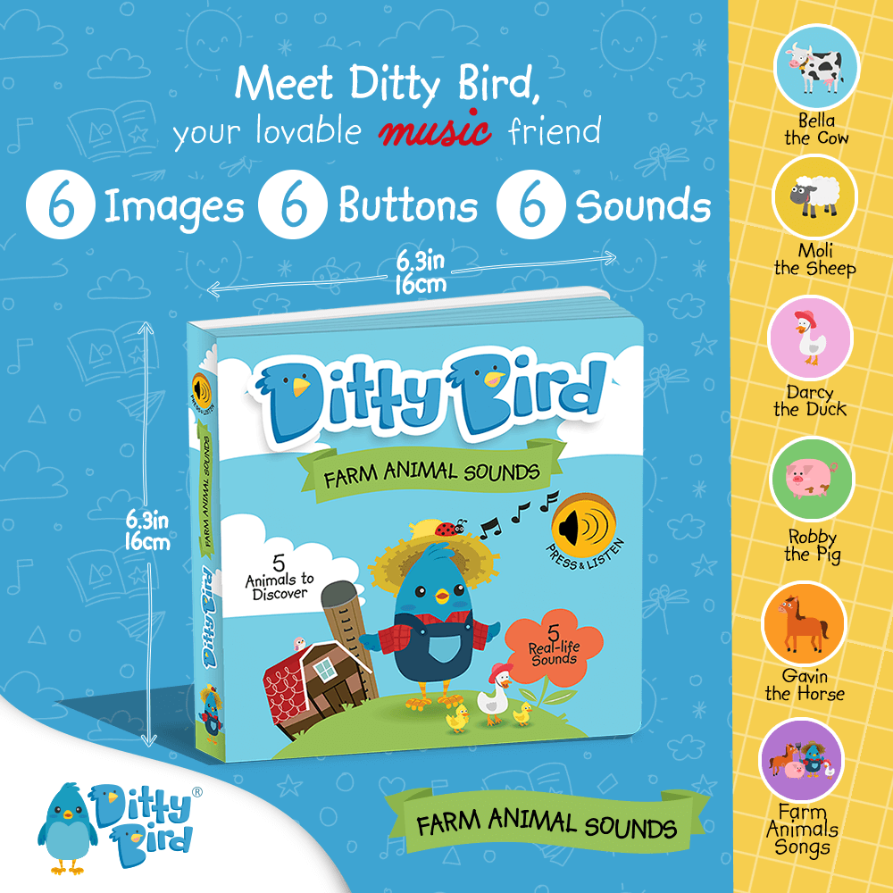 Ditty Bird Libros Libro Interactivo Musical Farm Animal Sounds DI007