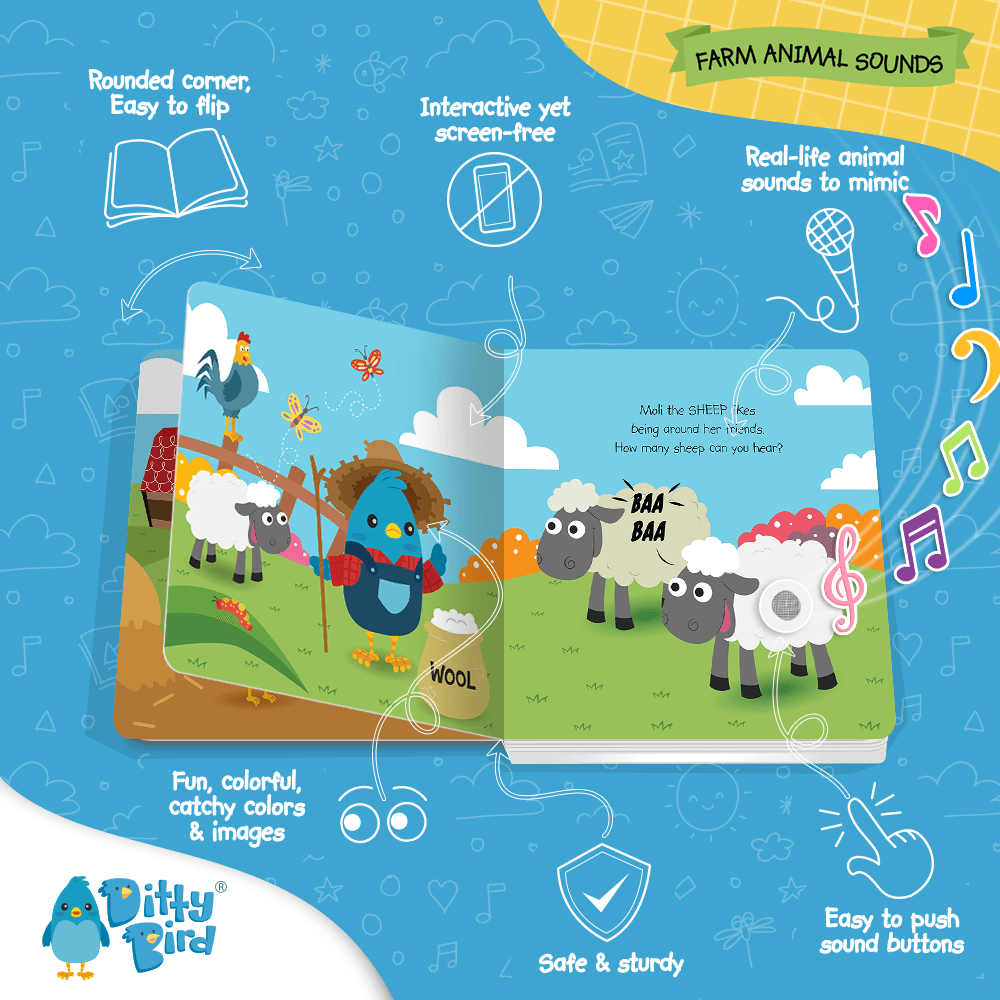Ditty Bird Libros Libro Interactivo Musical Farm Animal Sounds DI007