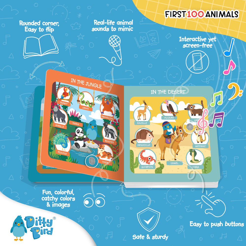 Ditty Bird Libros Libro Interactivo Musical First 100 Animals DI028