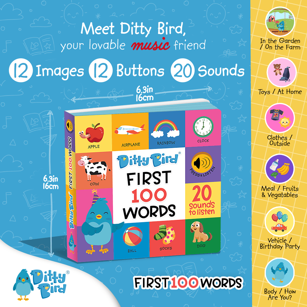 Ditty Bird Libros Libro Interactivo Musical First 100 Words DI027