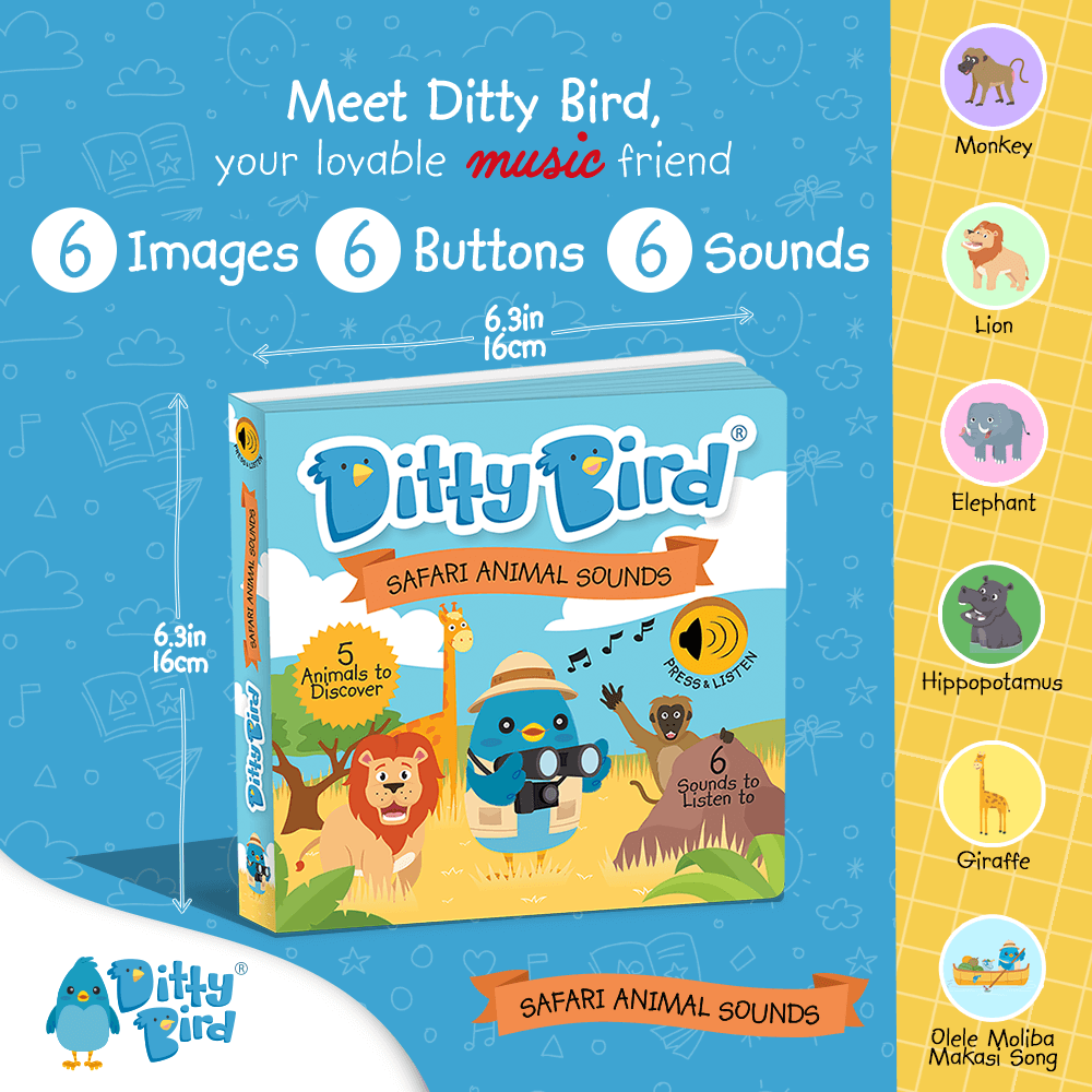 Ditty Bird Libros Libro Interactivo Musical Safari Animal Sounds DI008