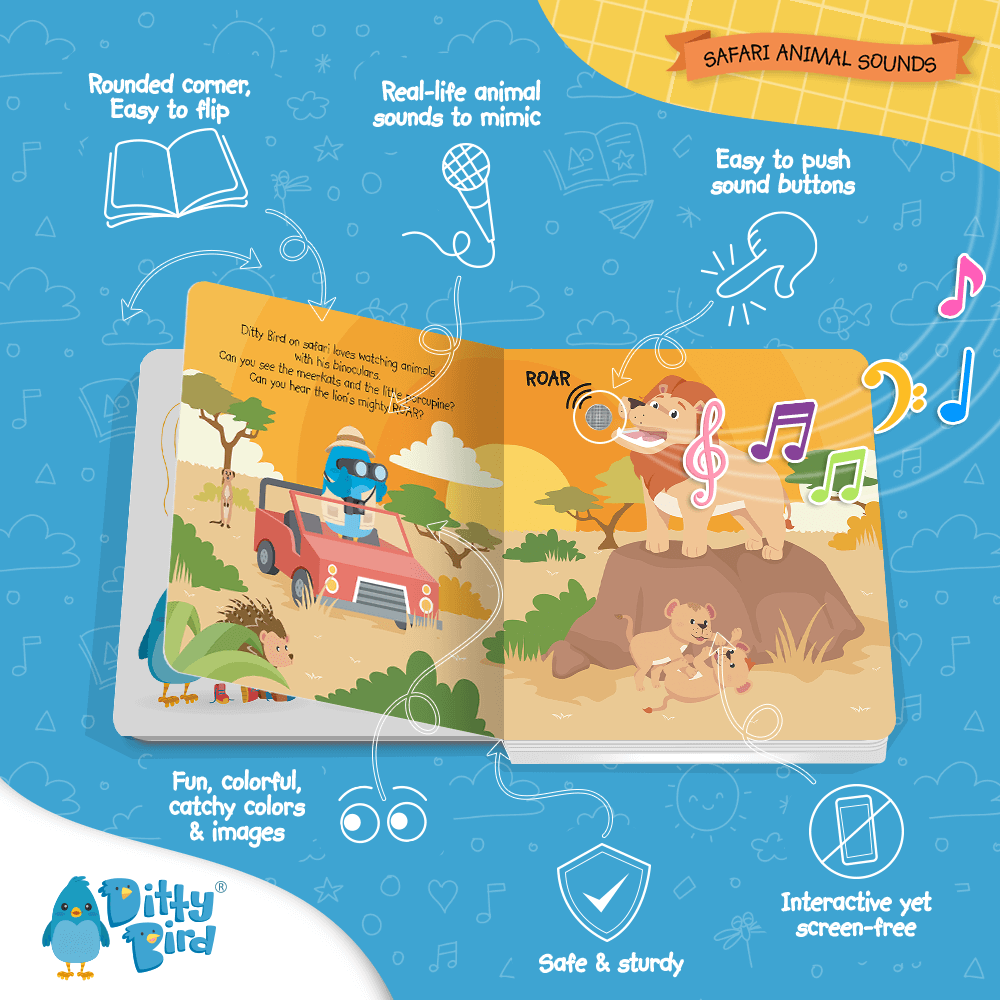 Ditty Bird Libros Libro Interactivo Musical Safari Animal Sounds DI008
