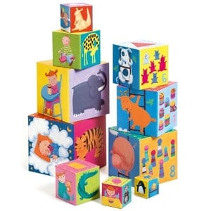 DJECO Bloques / Construcción Cubos Apilables Graciosos 10 piezas DJ08503