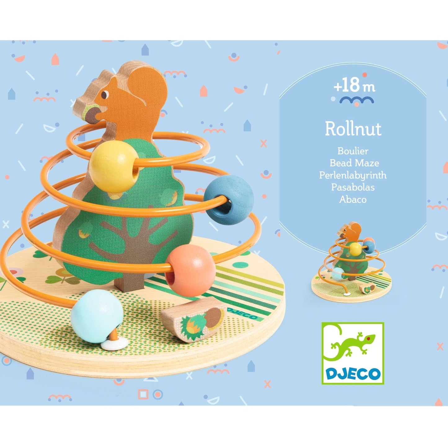 DJECO Destreza y Habilidades Juego de destreza de madera ábaco Rollnut - Djeco DJ06371