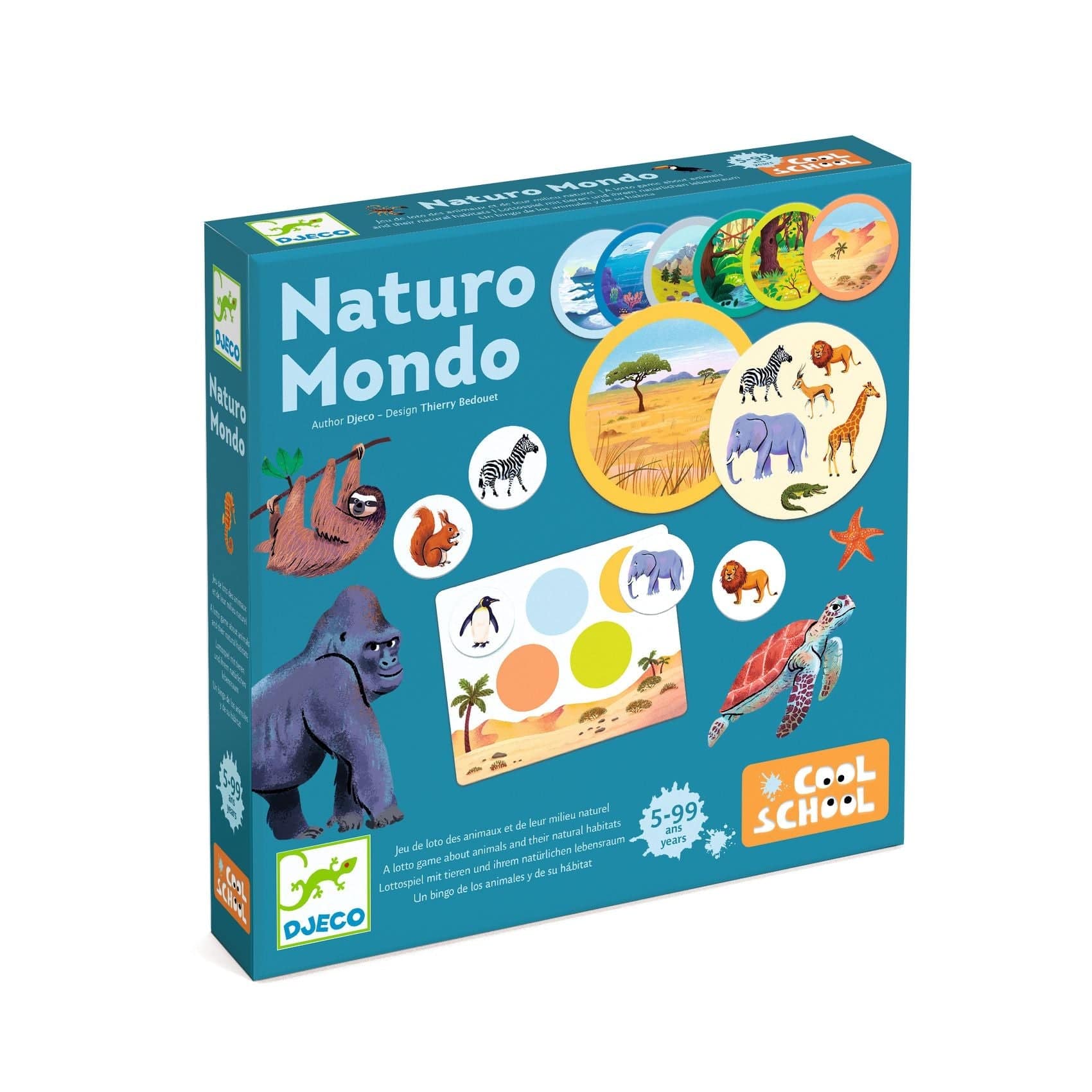 DJECO Juegos de memoria y lógica Bingo Naturo Mondo (dudas de tamaño y cantidad de fichas de animales) DJ00810