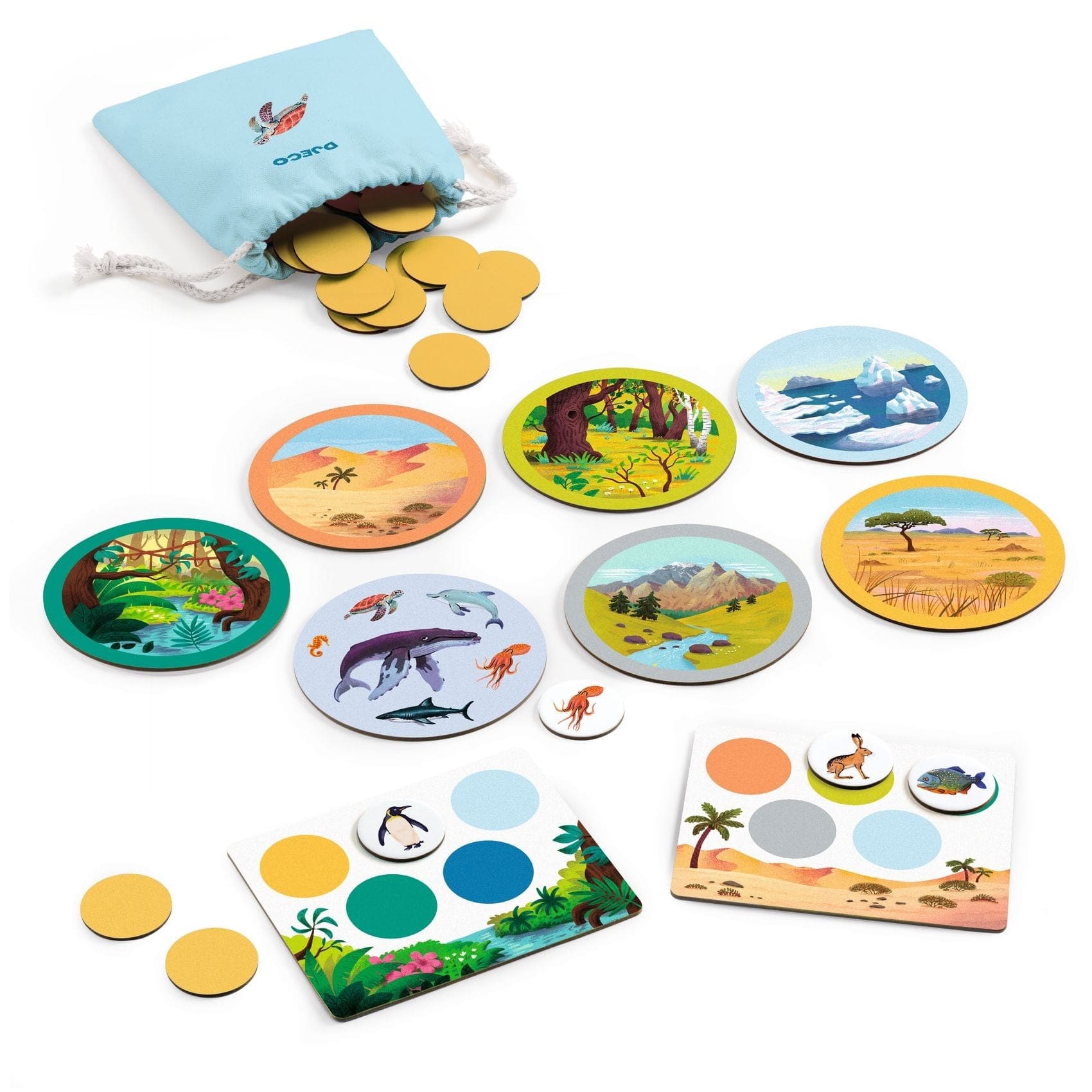 DJECO Juegos de memoria y lógica Bingo Naturo Mondo (dudas de tamaño y cantidad de fichas de animales) DJ00810