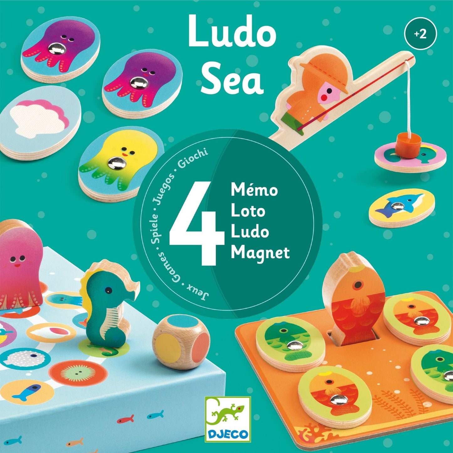 Djeco Juegos de mesa Set 4 juegos Ludo Sea - Djeco DJ01623
