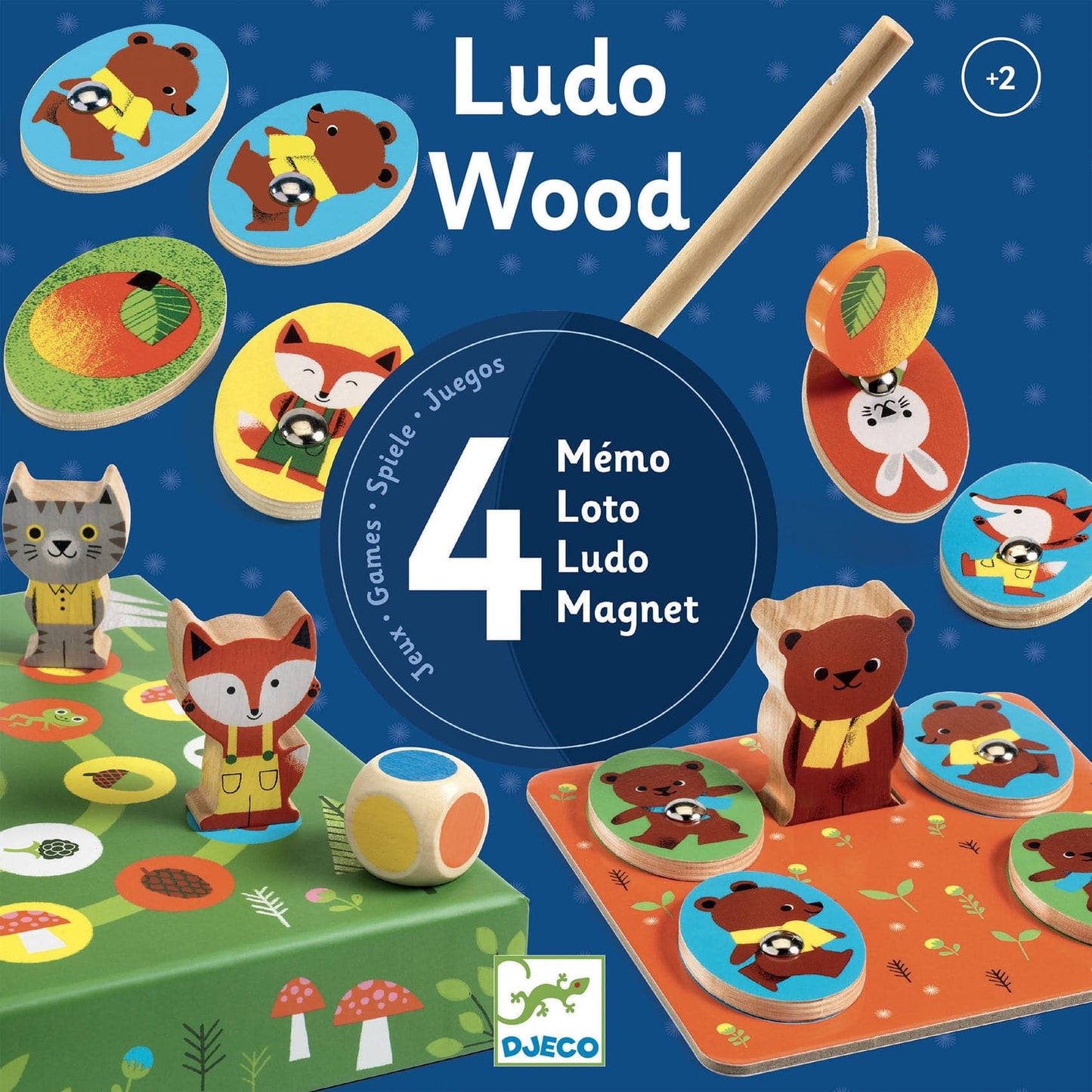 Djeco Juegos de mesa Set 4 juegos Ludo Wood - Djeco DJ01628