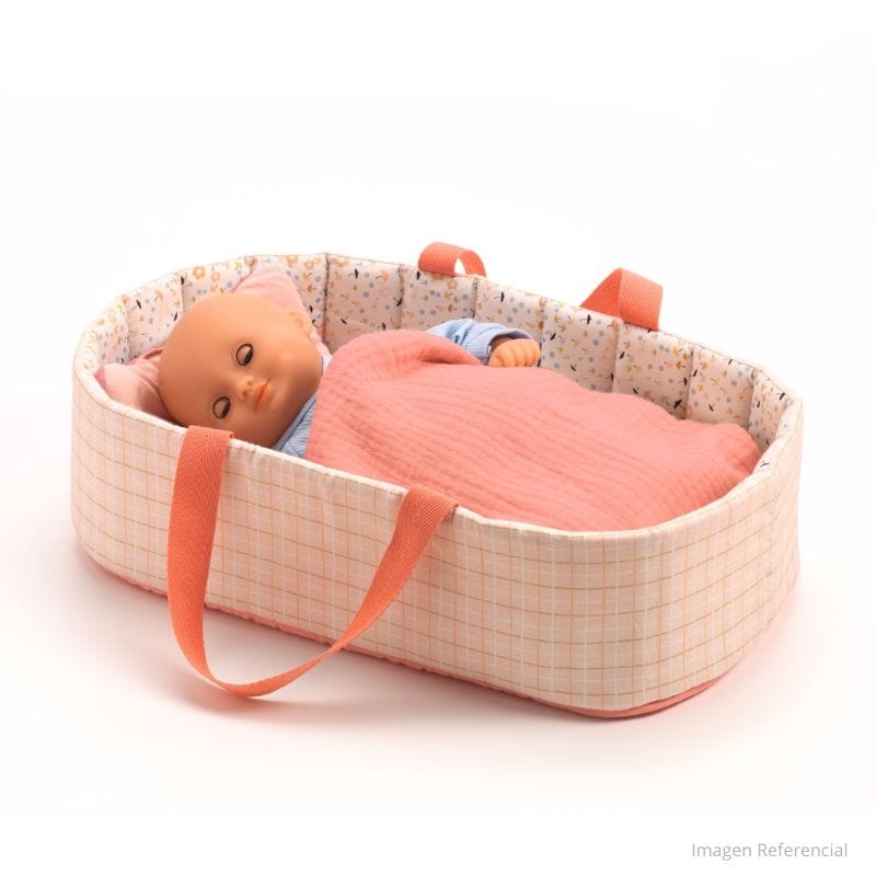 Djeco Juegos de roles Bassinet Líneas Rosas para muñecas Pomea - Djeco DJ07844