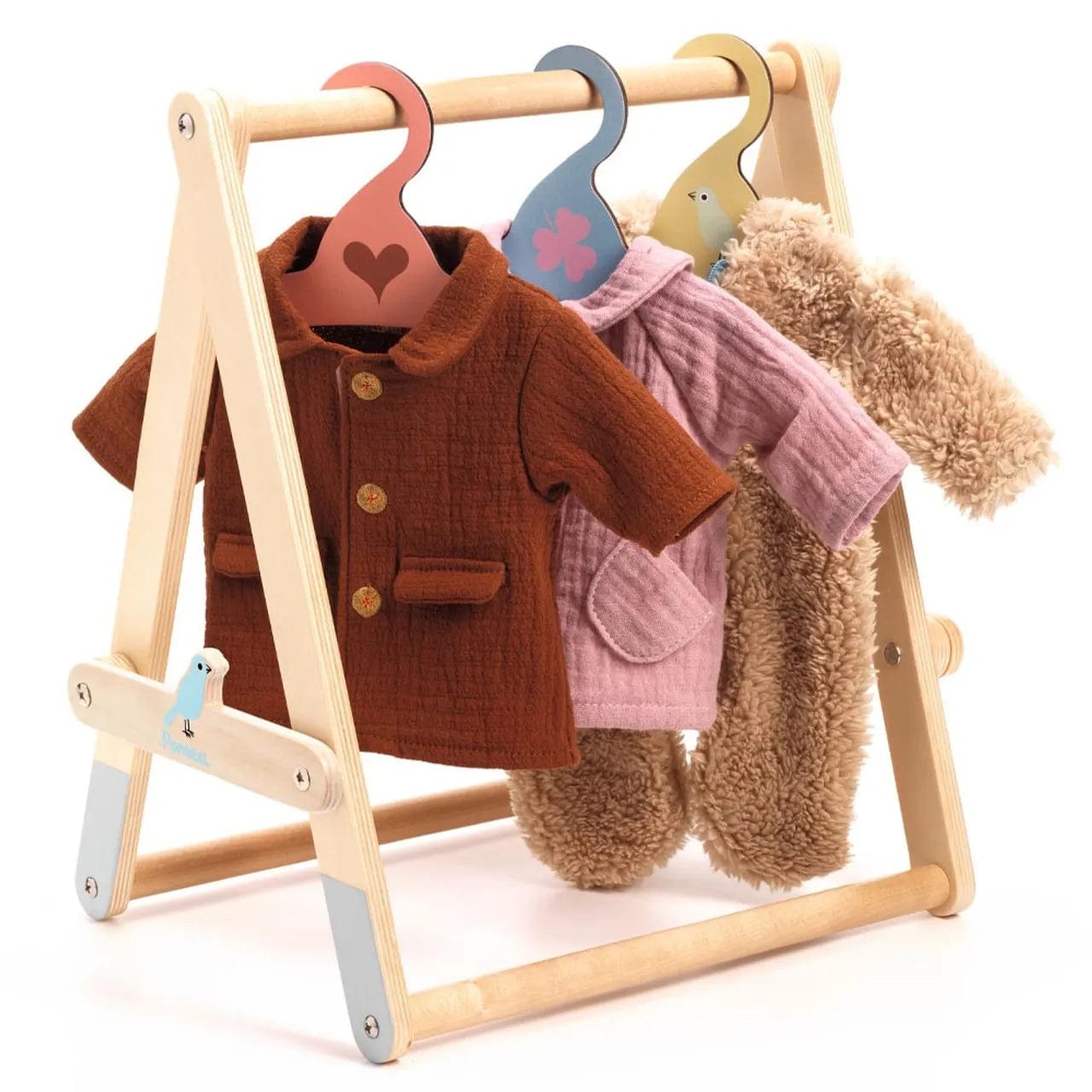 DJECO Juegos de roles Colgador con ganchos de ropa para muñecas Pomea
