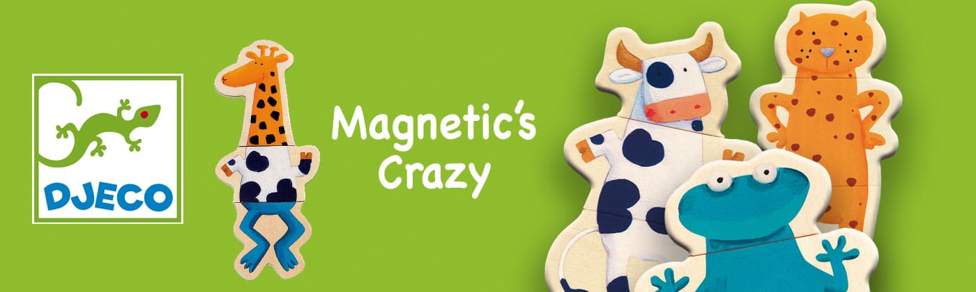 DJECO Juegos Magnéticos Juego de figuras magnéticas de Madera Crazy DJ03111