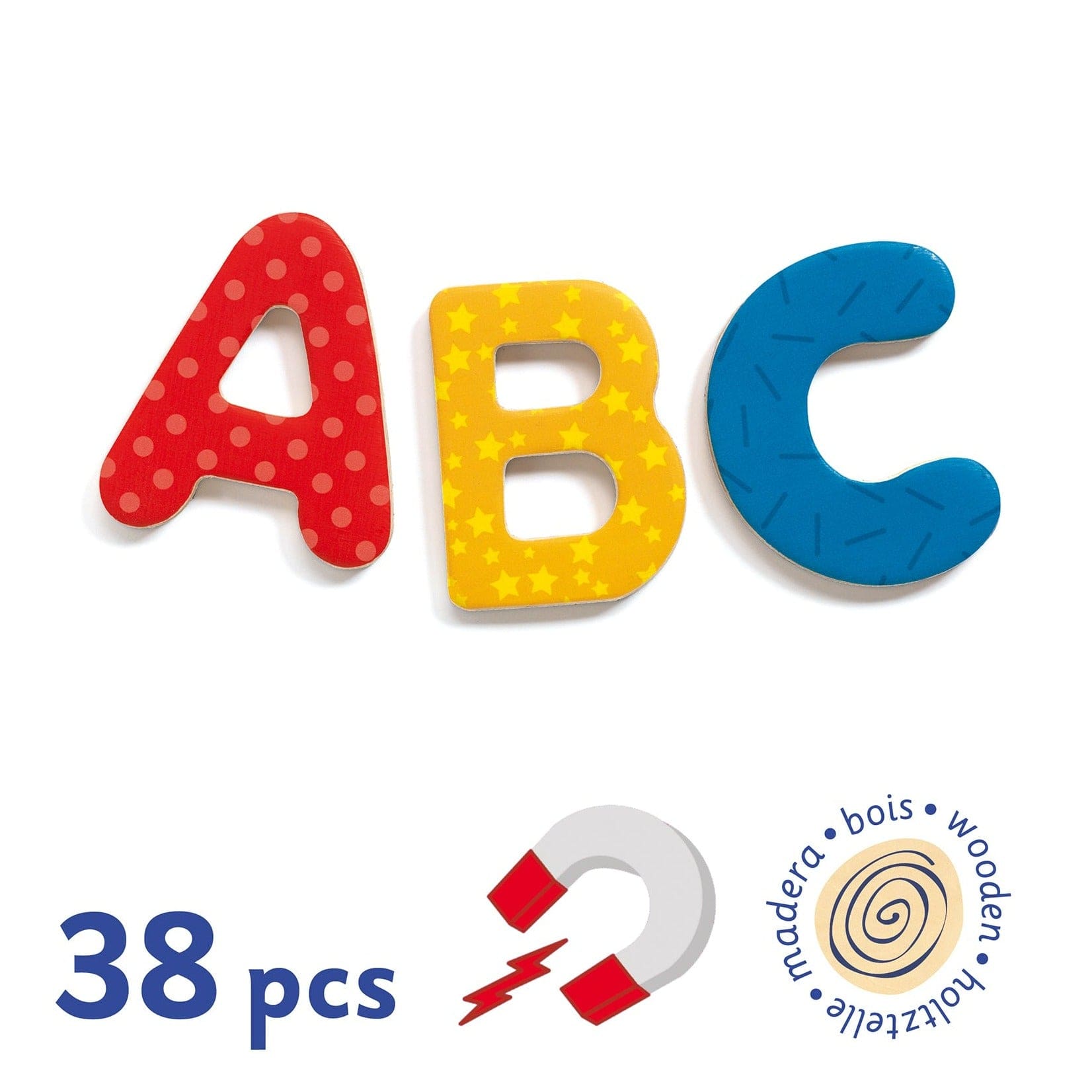 DJECO Juegos Magnéticos Juego Madera Magnético 38 Letras DJ03100