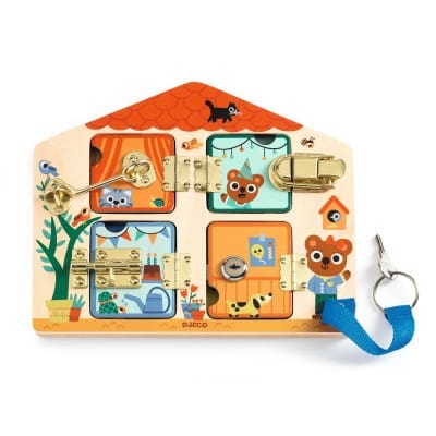 Djeco Juguetes de madera Juego de Cerraduras Cabanalock - Djeco DJ01659
