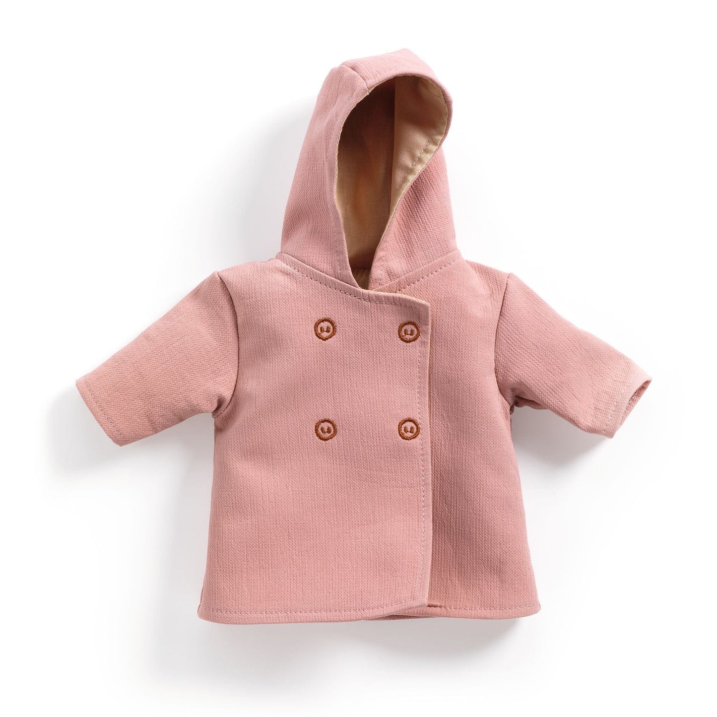 Djeco Muñecas Abrigo rosa con capucha para muñecas pomea DJ07734