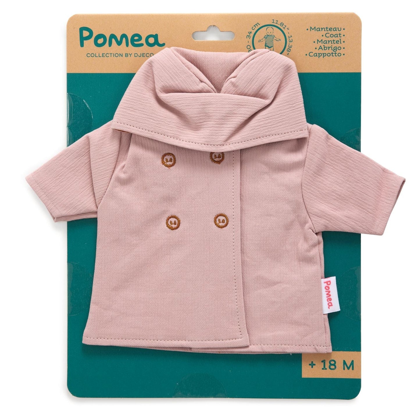 Djeco Muñecas Abrigo rosa con capucha para muñecas pomea DJ07734