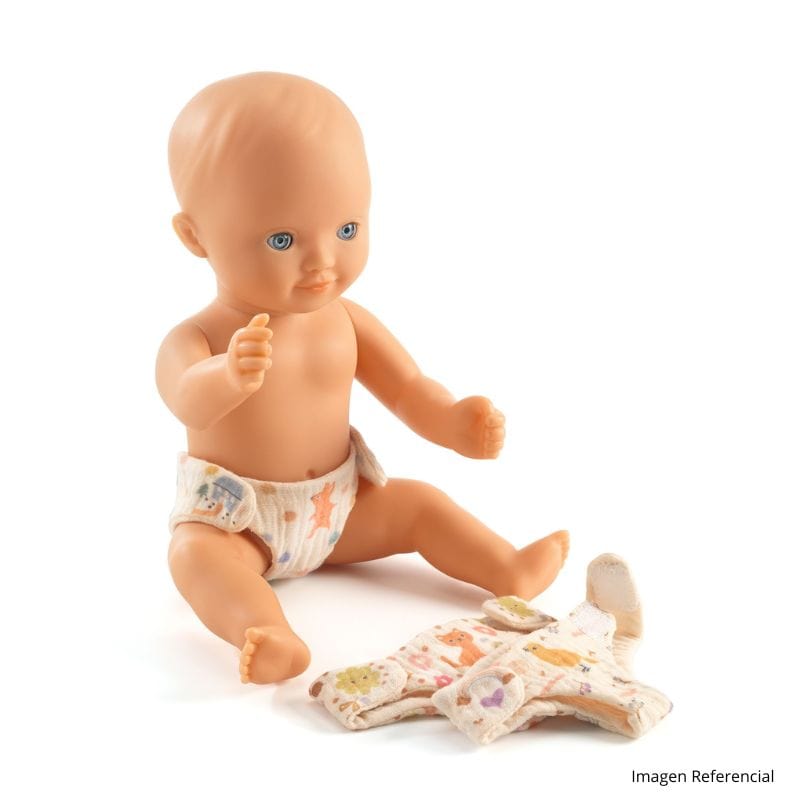 Djeco Muñecas Pañales para muñeca Pomea de 30 a 32 cm - 3 unidades - Djeco DJ07791