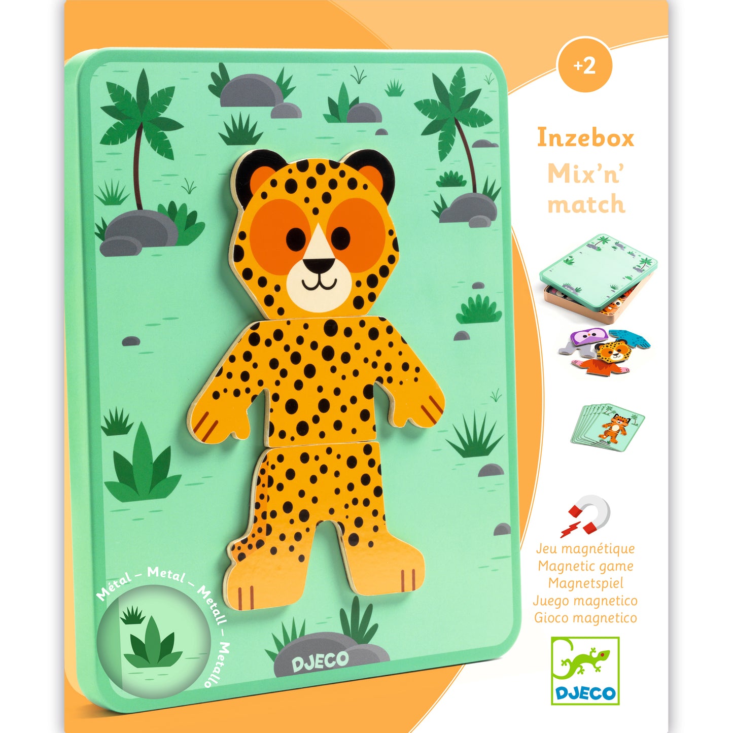 DJECO Puzzles y encajes Juego Magnético Mix & Match Inzebox – Animales- DJECO DJ03070