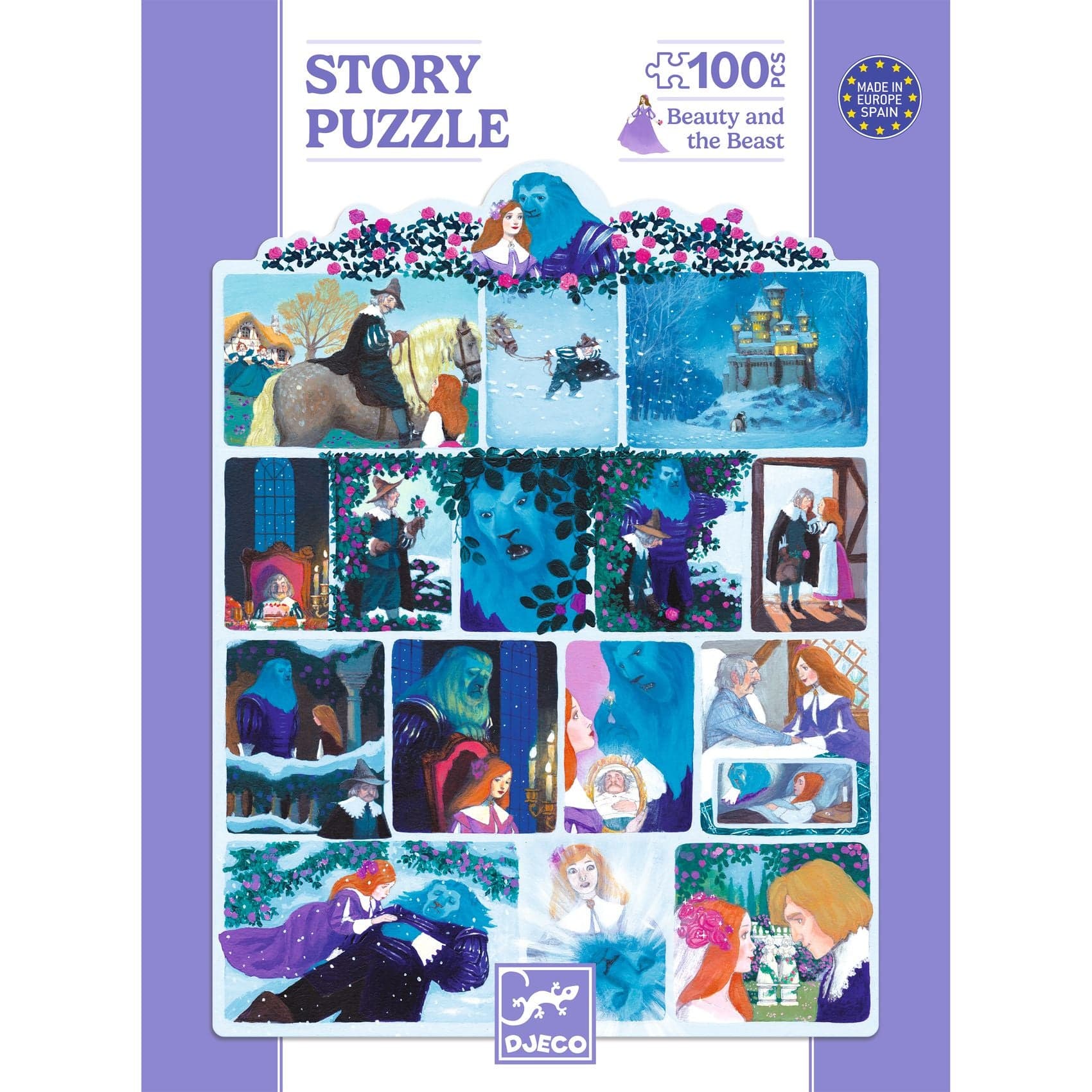 DJECO Puzzles y encajes Puzzle de Historia La Bella y la Bestia 100 piezas - Djeco DJ07055