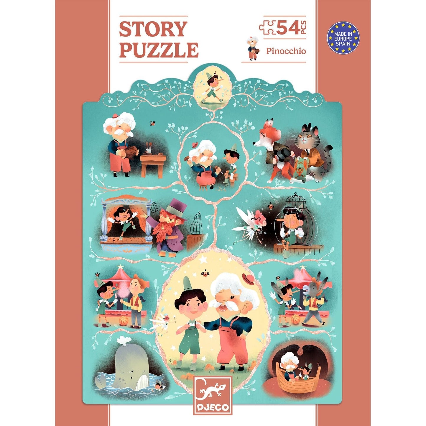 DJECO Puzzles y encajes Puzzle de Historia Pinocho 54 piezas - Djeco DJ07052