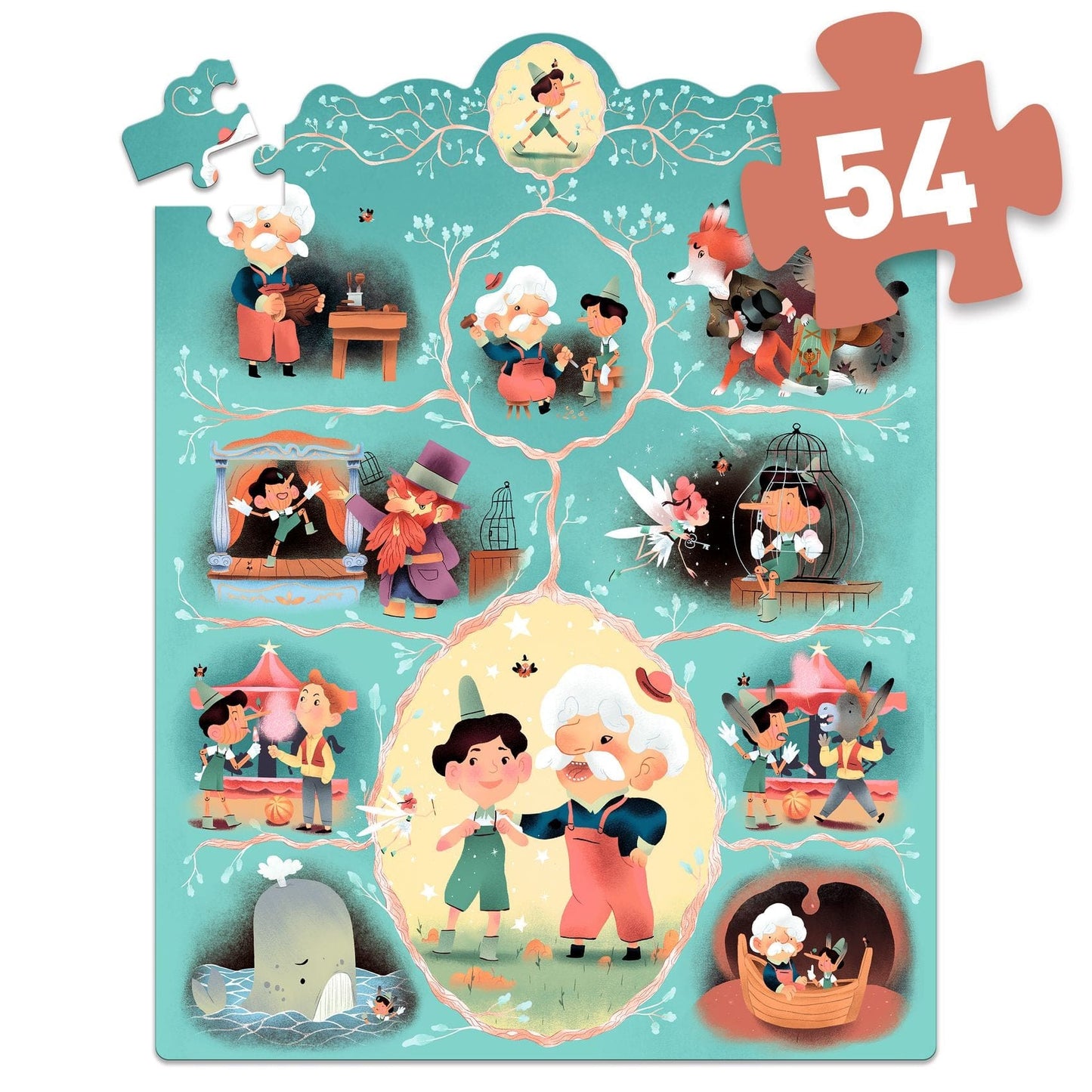 DJECO Puzzles y encajes Puzzle de Historia Pinocho 54 piezas - Djeco DJ07052