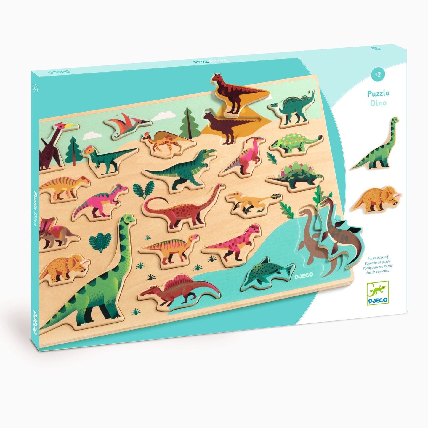 DJECO Puzzles y encajes Puzzle de madera Dino 22 piezas - Djeco DJ01832