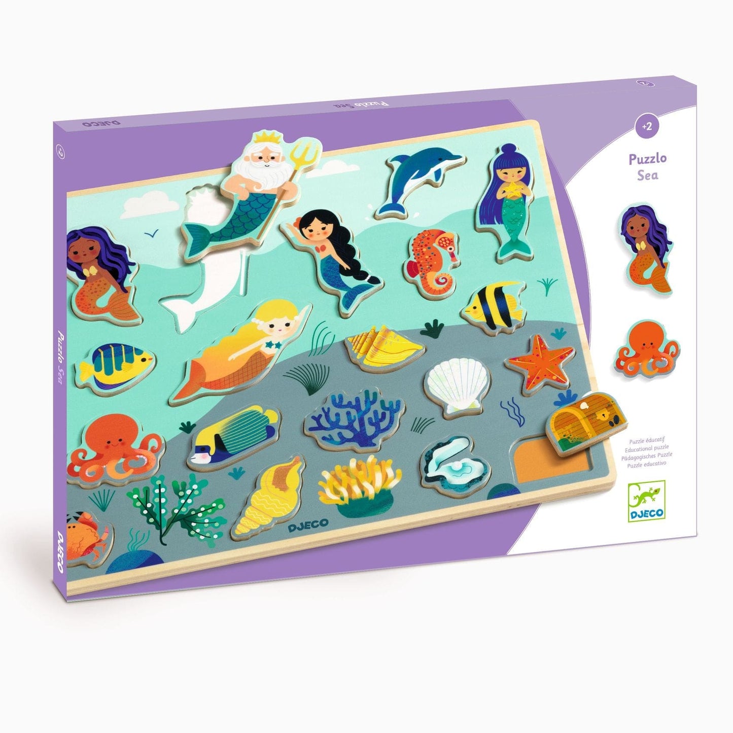DJECO Puzzles y encajes Puzzle de Madera Puzzlo Sea 22 piezas - Djeco DJ01833