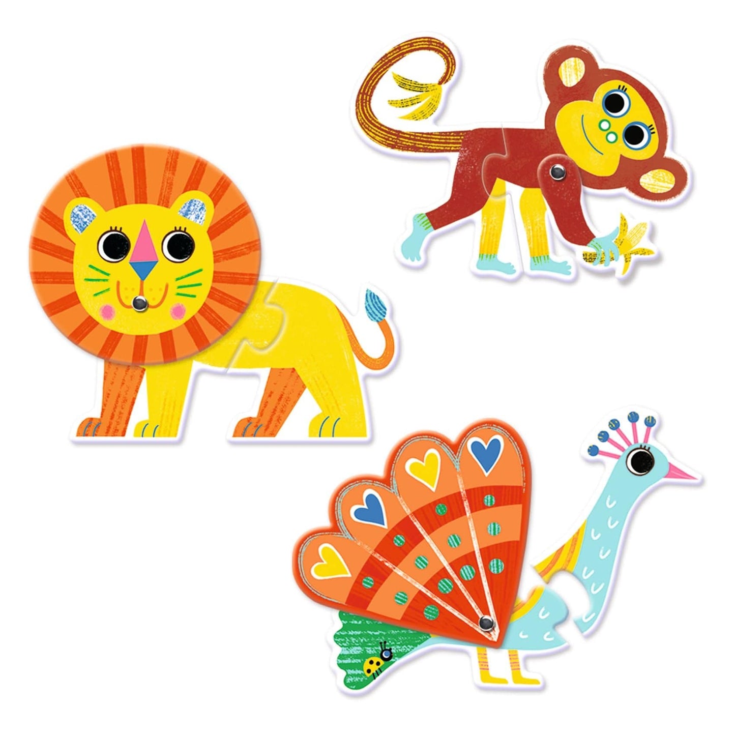 Djeco Puzzles y encajes Puzzle duo animales articulados DJ08262