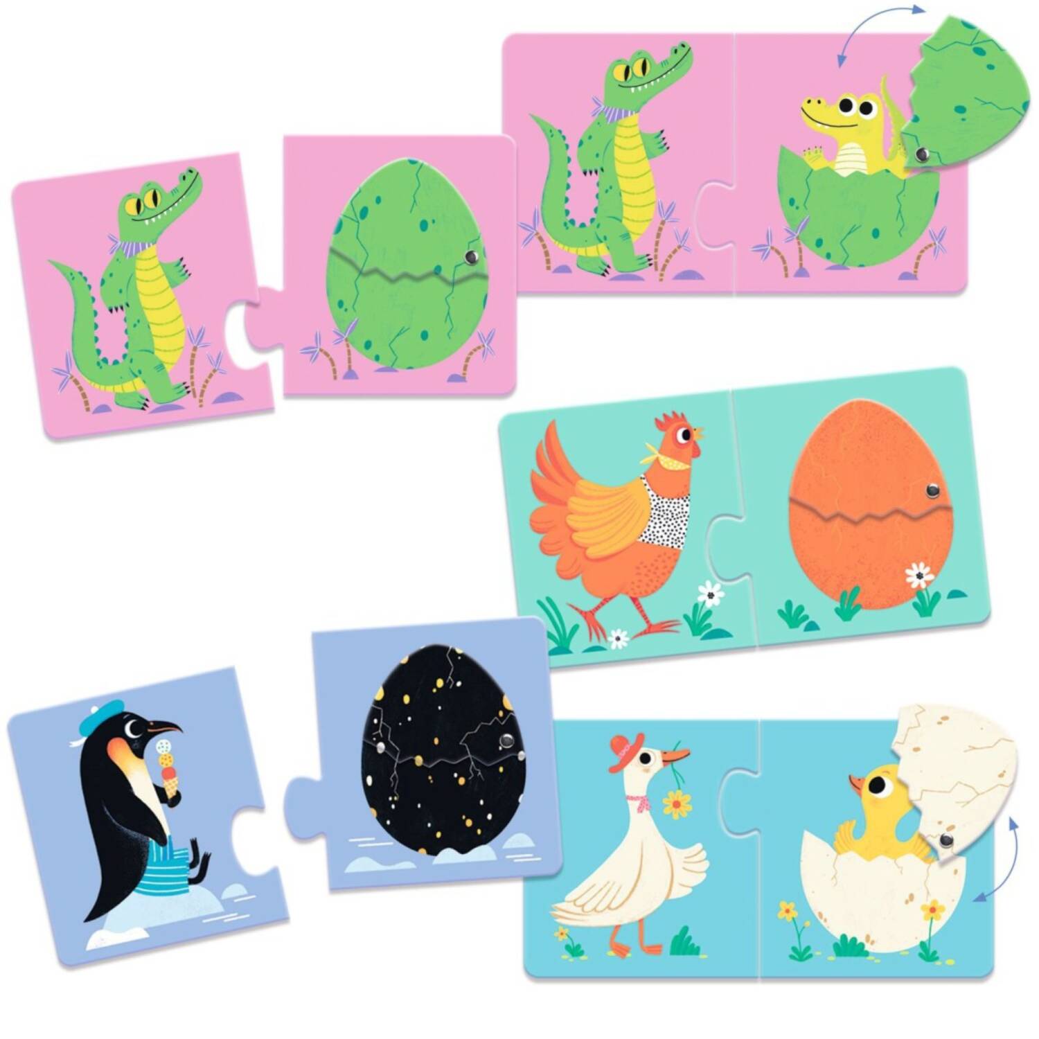 Djeco Puzzles y encajes Puzzle Duo huevos divertidos